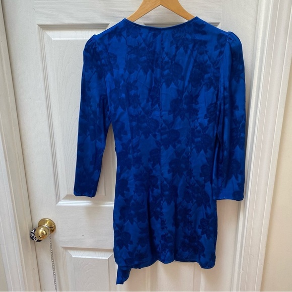 Majorelle Revolve blue floral wrap dress silky Bedford Mini Dress - Picture 5 of 8